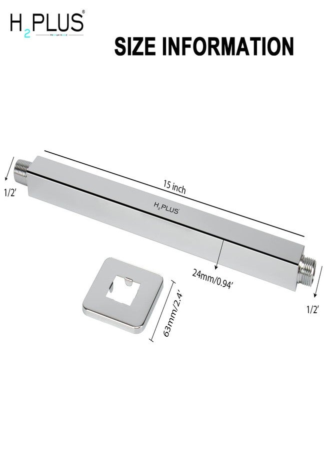 H2 PLUS H2plus® Chrome Plated Stainless Steel Shower arm with Wall Flange. (CEILING ARM, 15 INCH) - Image 2